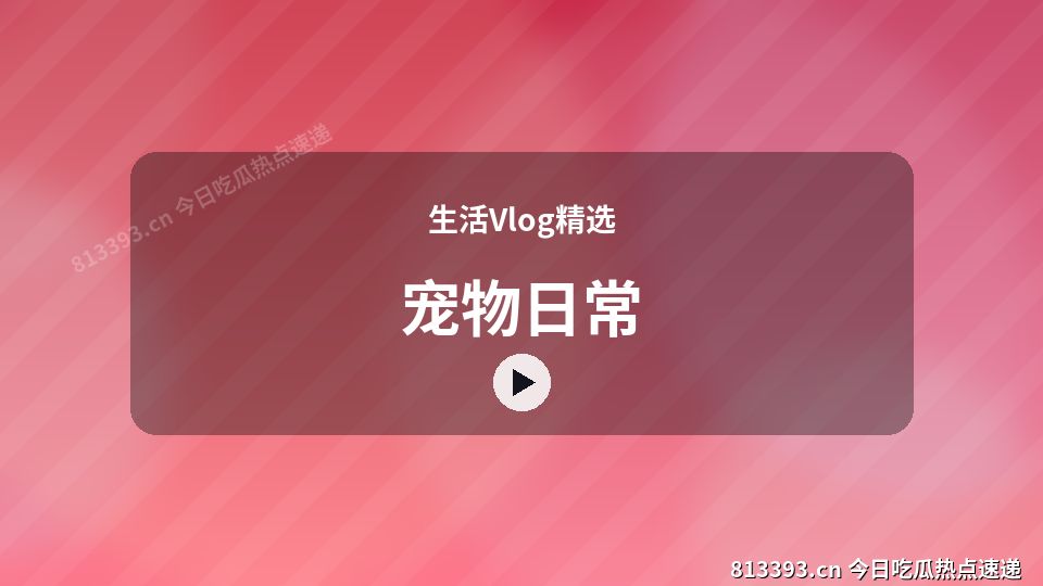 生活Vlog精选热门视频｜宠物日常独家创作 视频封面